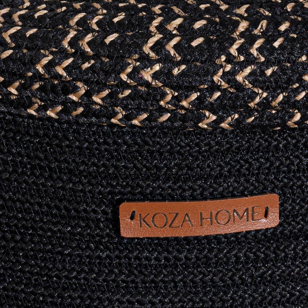 Fonott pamutkosár, fedeles, 36 cm, Fekete - SAIGON - Butopêa termék 2. képe